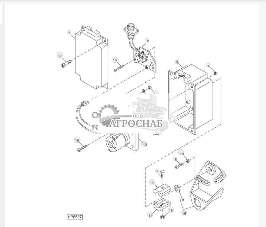 Электродвигатель мотовила и кронштейн 